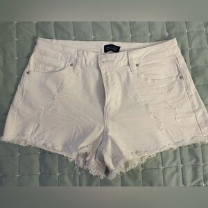 Angel Kiss White Jean Shorts Distressed Frayed Hem